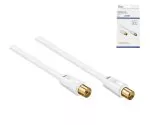Coaxial antenna cable male to female, gold plated, quad shielded, white, length 5.00m, box